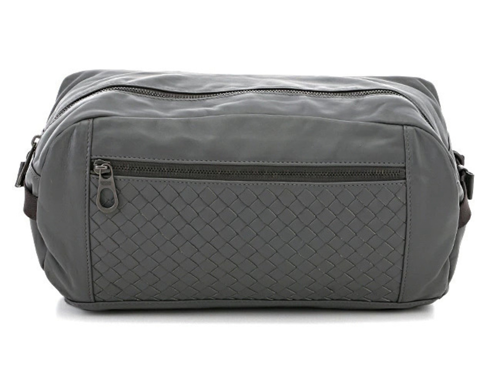 BOTTEGA VENETA Waist Crossbody Belt Bag Body Intrecciato Calf Gray